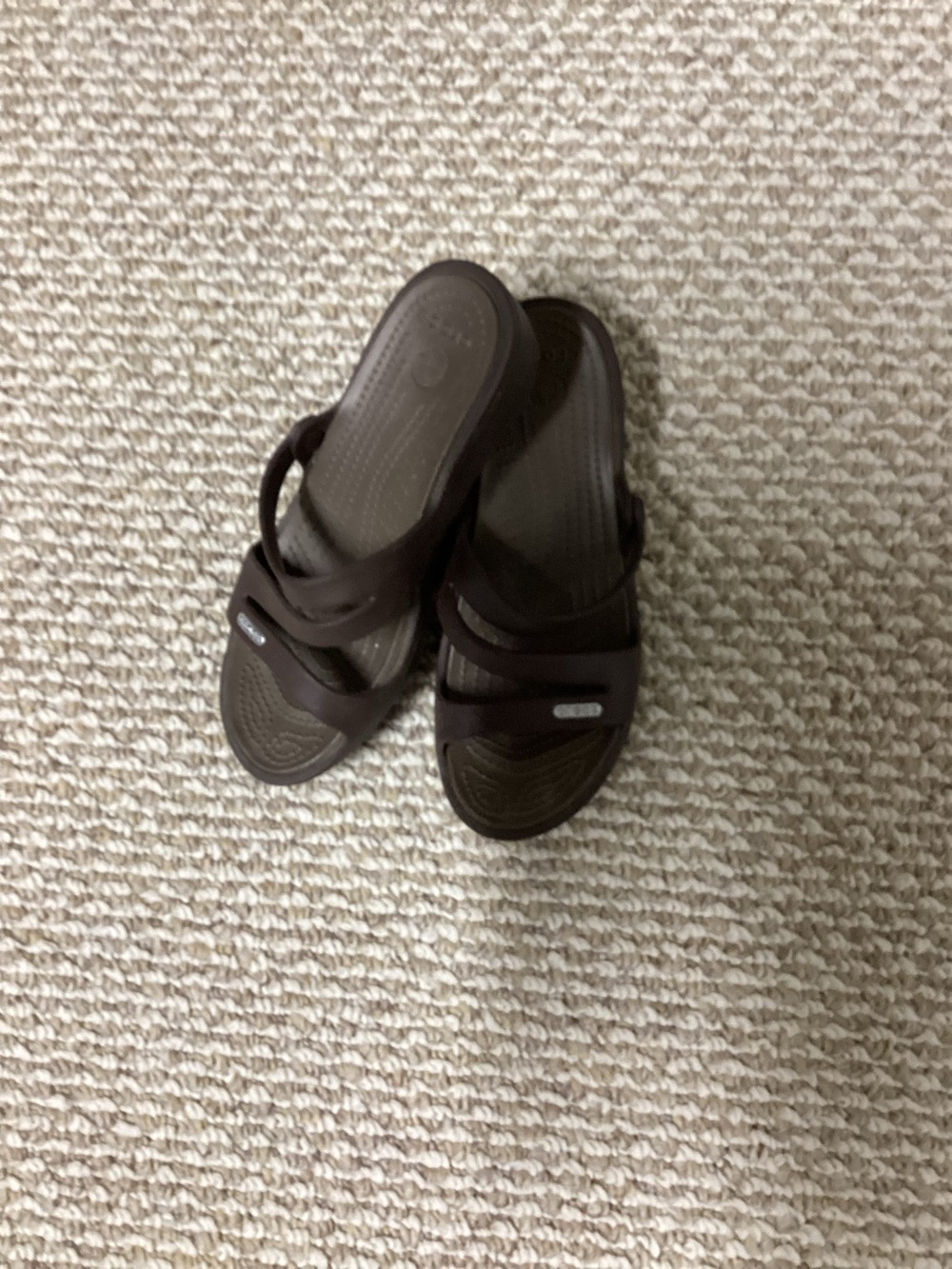 CROCS Women's Dark Brown Strappy Slide Sandals